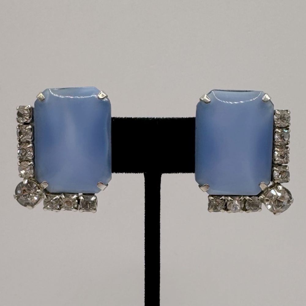 VINTAGE Crystal & Glass Moonstone Earrings